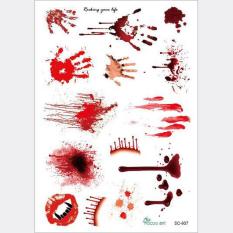 Tahan Air Teror Gigitan Zombie Tato Stiker Luka Bekas Luka Kostum Halloween-Intl