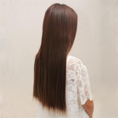 Whyus-tahan Fashion 64 Cm Clip-in Hair Extension Matte Potongan Rambut Lurus Panjang Sintetis Wig (Flaxen) -Intl