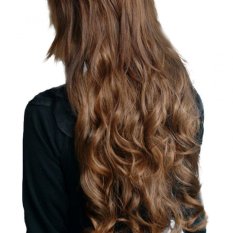 Width 25cm Lady Long Curl Wavy Clip-on Hair Extension Light Brown