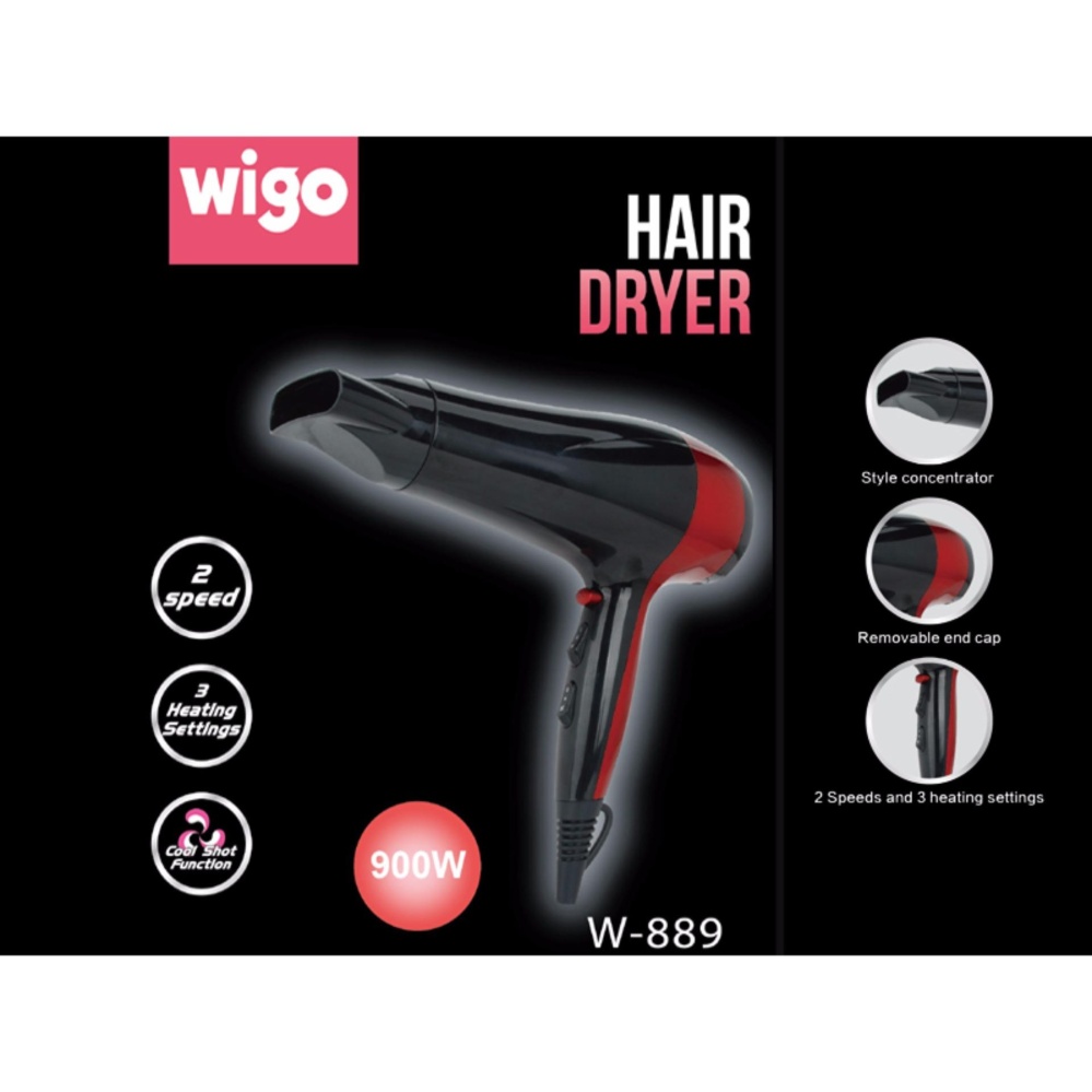 Wigo Hair Dryer pengering rambut angin kencang W 889-hitam