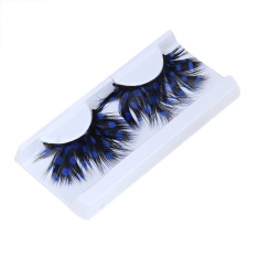 Wanita Fancy Soft Bulu Palsu Bulu Mata Riasan Makeup Pesta Club Biru-Intl