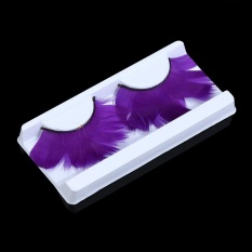 Wanita Fancy Soft Bulu Palsu Bulu Mata Riasan Makeup Pesta Ungu-Intl