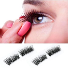 Wanita Girl Hot Beauty 4 Pcs/set 3D 0.2mm Ultra-Thin Magnetic Serat Bulu Mata Sambungan Dapat Digunakan Kembali Tidak Ada Lem Detik Digunakan Party Gift #001-Intl