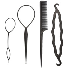 Wanita Mata Penataan Rambut Klip Tongkat Roti Maker Braid Alat Aksesoris Hitam-Intl