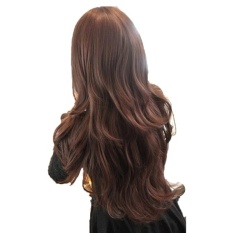 Wanita Panjang Berbulu Besar Keriting Rambut Bergelombang Wig dengan Miring Poni-Intl