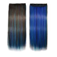 Wanita Panjang Lurus Rambut Klip Sopak Wig Tinggi Tempreture Sintetis Rambut Ekstensi