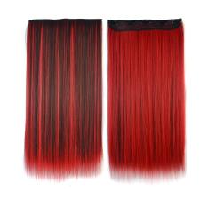 Wanita Panjang lurus rambut klip sopak Wig tinggi Tempreture sintetis rambut ekstensi