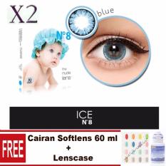 X2 Ice Nude N8 Softlens - Blue Free Lenscase + Cairan 60 ml