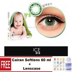 X2 Ice Nude N8 Softlens + Cairan Pembersih Softlens 60ml + Lenscase