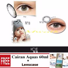 X2 Ice Nude N8 Softlens – Grey Free Lenscase + Cairan 60 ml