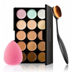 Young YOUNG STAR 15 Warna Membuat Krim Wajah Kamuflase Concealer Make Up Palet dengan Spons Puff Oval Kuas Makeup untuk Kosmetik Alas Bedak-Intl