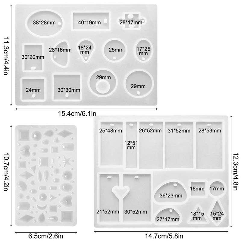 3 Pcs Silicone Casting Molds,Diy Jewelry Pendant Craft Making Moulds