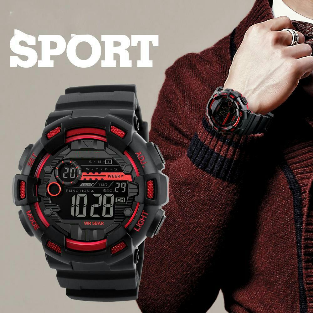 Promo Termurah!!! Pria Jam Tangan Digital LED Display Beberapa Zona Waktu 50 M Tahan Air Clock Relogio Masculino Outdoor Olahraga Watches 1243- INTL