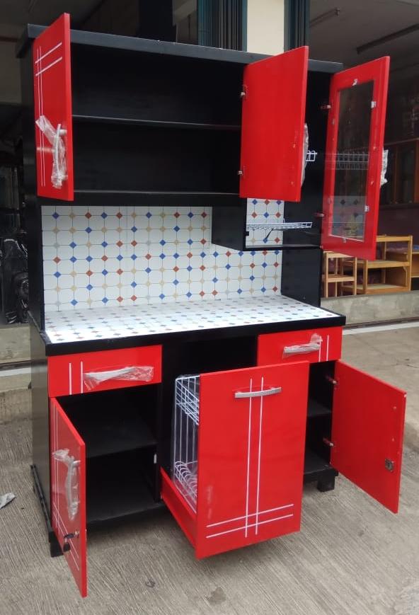 Lemari Sayur Lemari Dapur 3 Pintu Kitchen Set Rak Piring Kayu Melamik Duco Lazada Indonesia