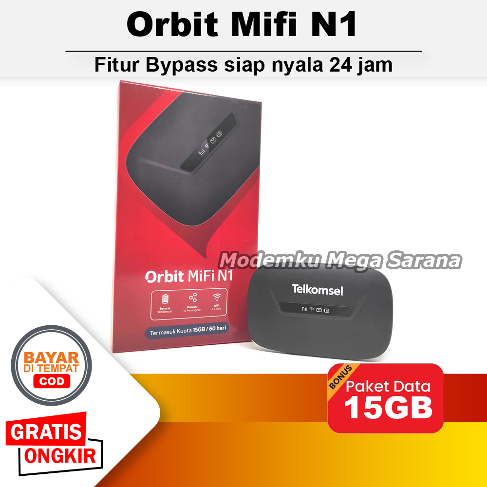 Telkomsel Orbit Mifi N1 Portable Modem Wifi 4G Bonus Data Fitur Bypass ...