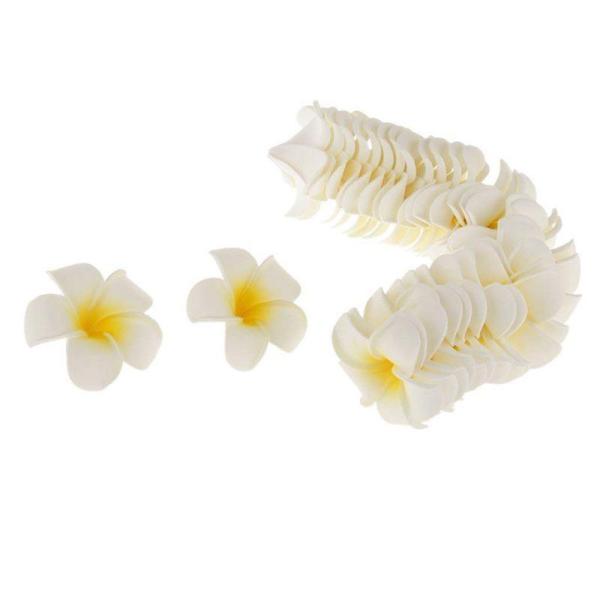 100pcs Frangipani Hawaii Flower Head Foam Decor for Wedding Craft Style Flowers Hawaii ennes (8cm)
