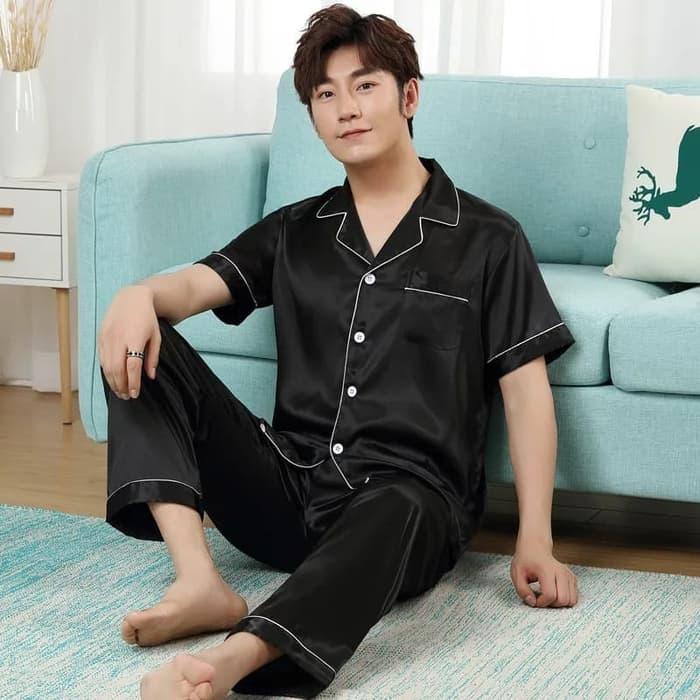 Baju Tidur Pria Dewasa Piyama Setelan Satin Import Premium