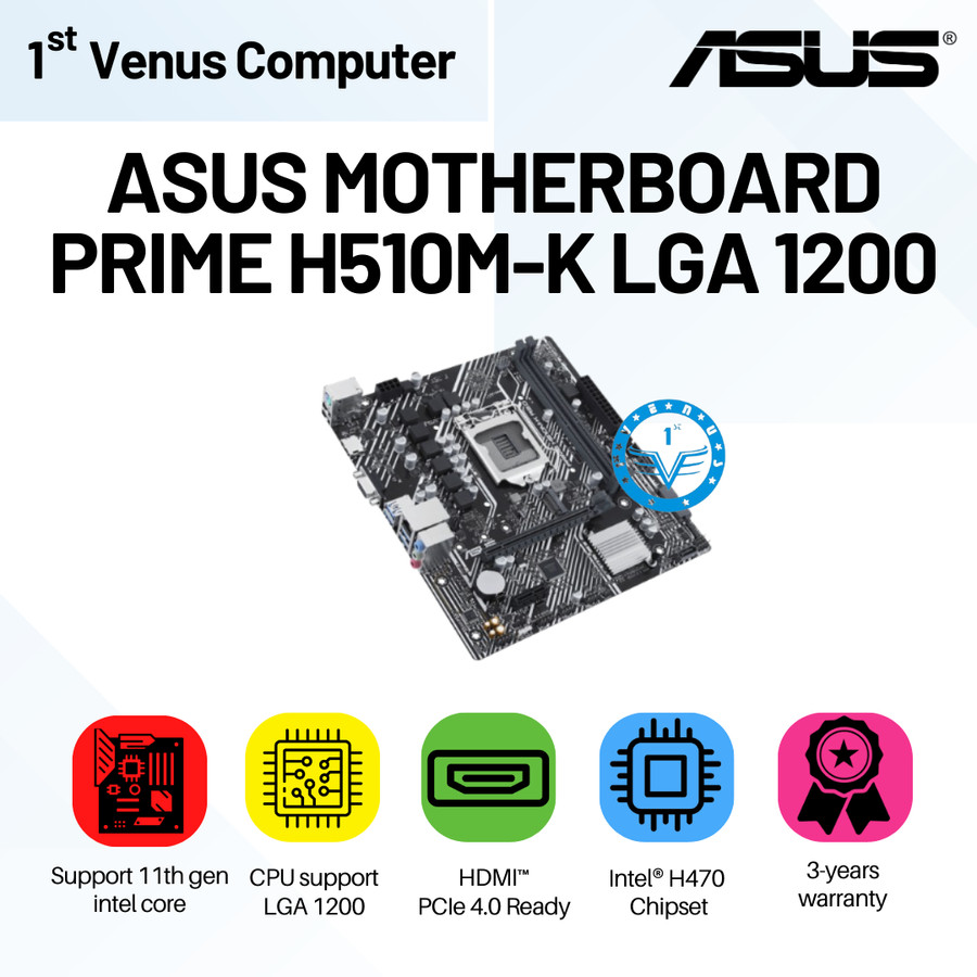 Prime H510m K Asus Motherboard Lga 1200 Asus Prime H510M-K – PCWORX - Main Image