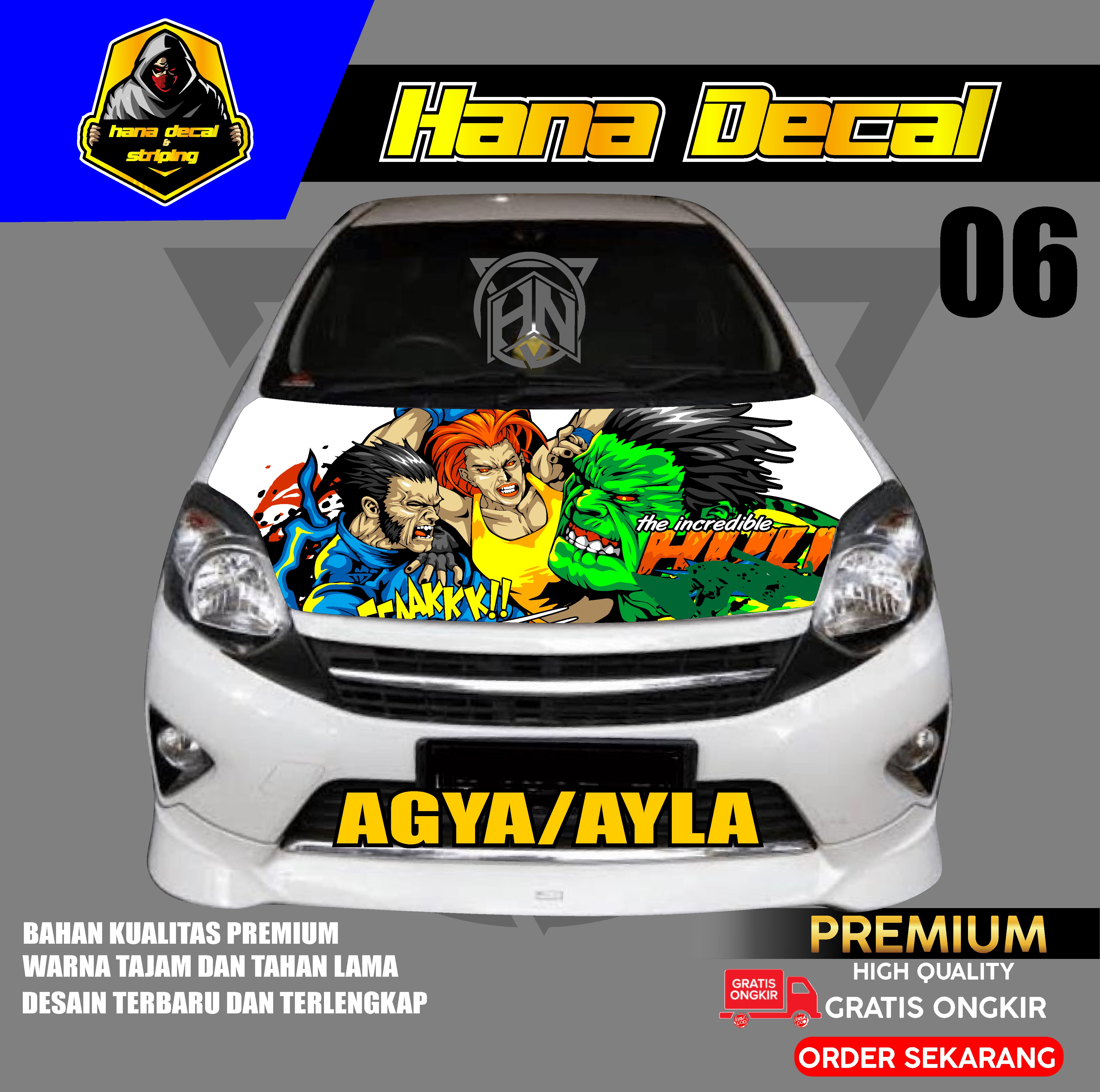 STIKER DECAL KAP MOBIL AGYA /AYLA DESAIN KODE 06 | Lazada Indonesia