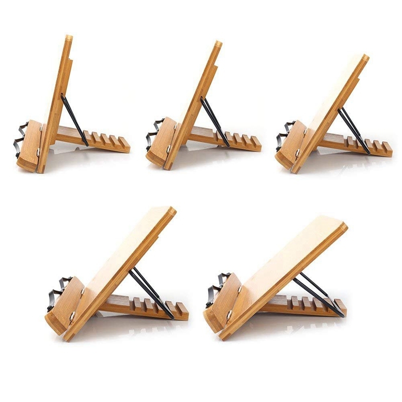 Mua Adjustable Book Holder Tray and Page Paper Clips-Cookbook Reading Desk Portable Sturdy Lightweight Bookstand-Textbooks Book Stands-Music Books Tablet Cook Recipe Stands