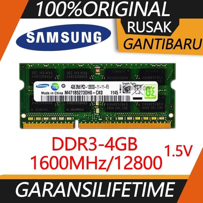 Ram laptop samsung SODIMM 4GB DDR3 DDR3-1600 4G sodim Lazada