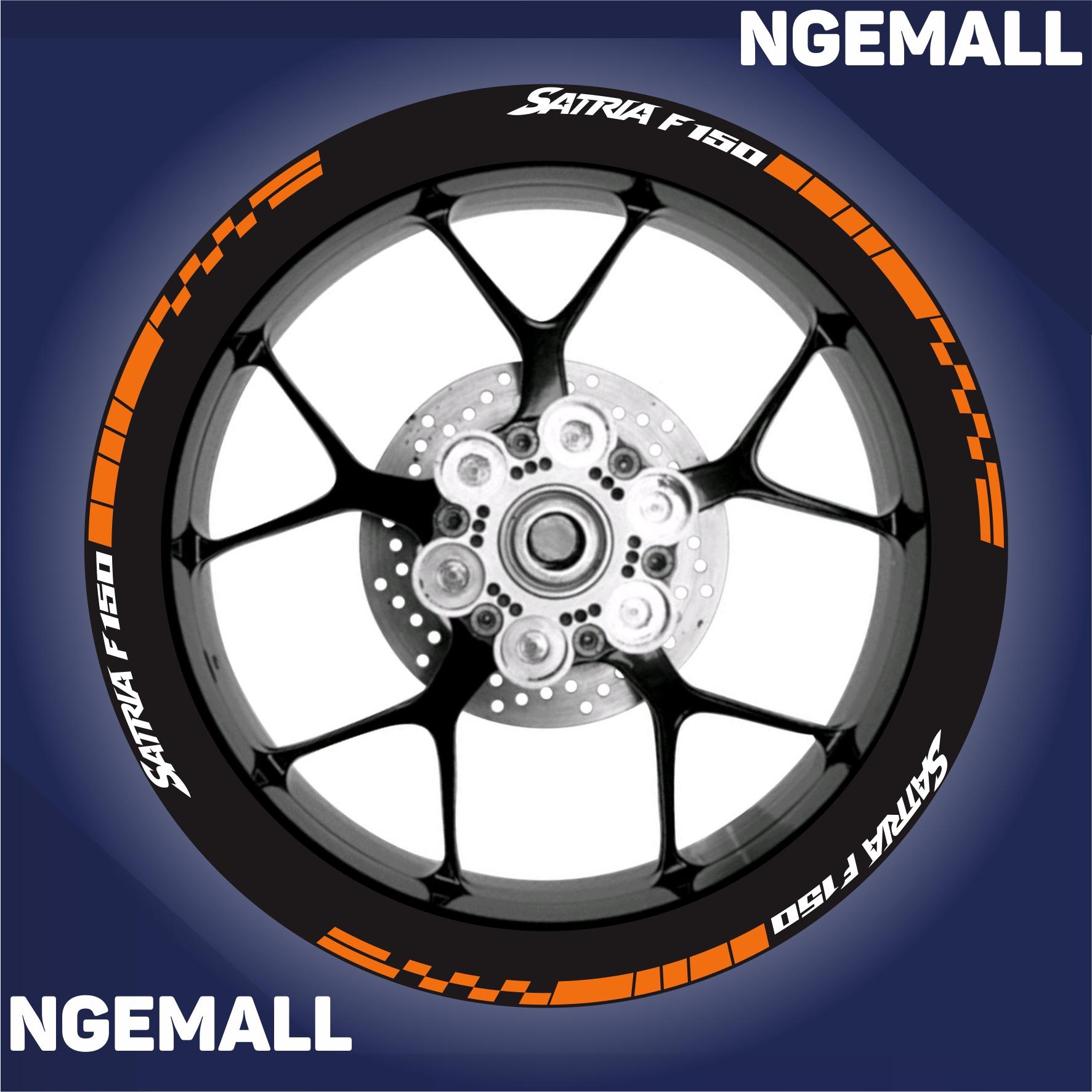 Ngemall - Aksesoris Motor Stiker Cutting 3 Velg Suzuki Satria - Orange Putih - Ngemall