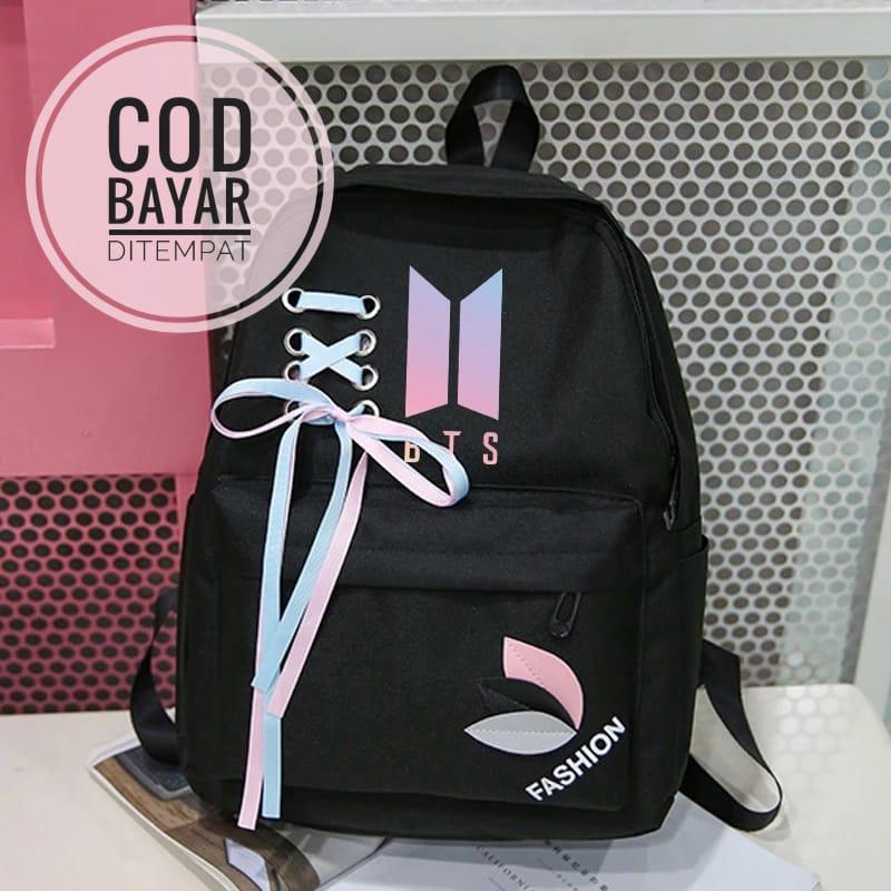 Baru 2019 Ransel Femme BTS EXO Got7 Kanvas Ransel Tas Fashion Ransel Harajuku Monsta X TWICE Blackpink Wanita Sac dos Korea Perempuan Tas Sekolah Harajuku Kanvas Siswa Sekolah Ransel Fashion Wanita Bahu Ransel Tas Buku untuk Remaja Hadiah