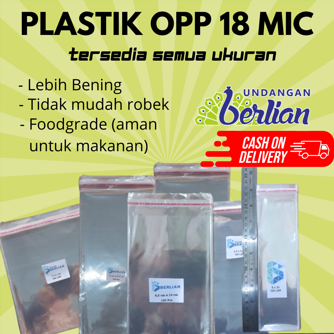 (100 LEMBAR) Plastik OPP Seal 12,5x18 Cm Plastik OPP Bening Tebal 18 ...