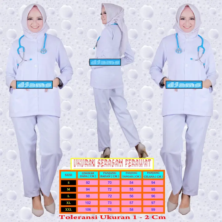 Baju Perawat Baju Nurse Baju Perawat Putih Lengan Panjang Lazada Indonesia