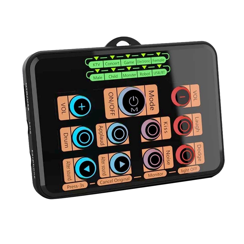Voice Changer, Compact Sound Card for PS4/PC/Xbox/Phone, Sound Effects Machine Mixer Board Karaoke Gaming Recording Live