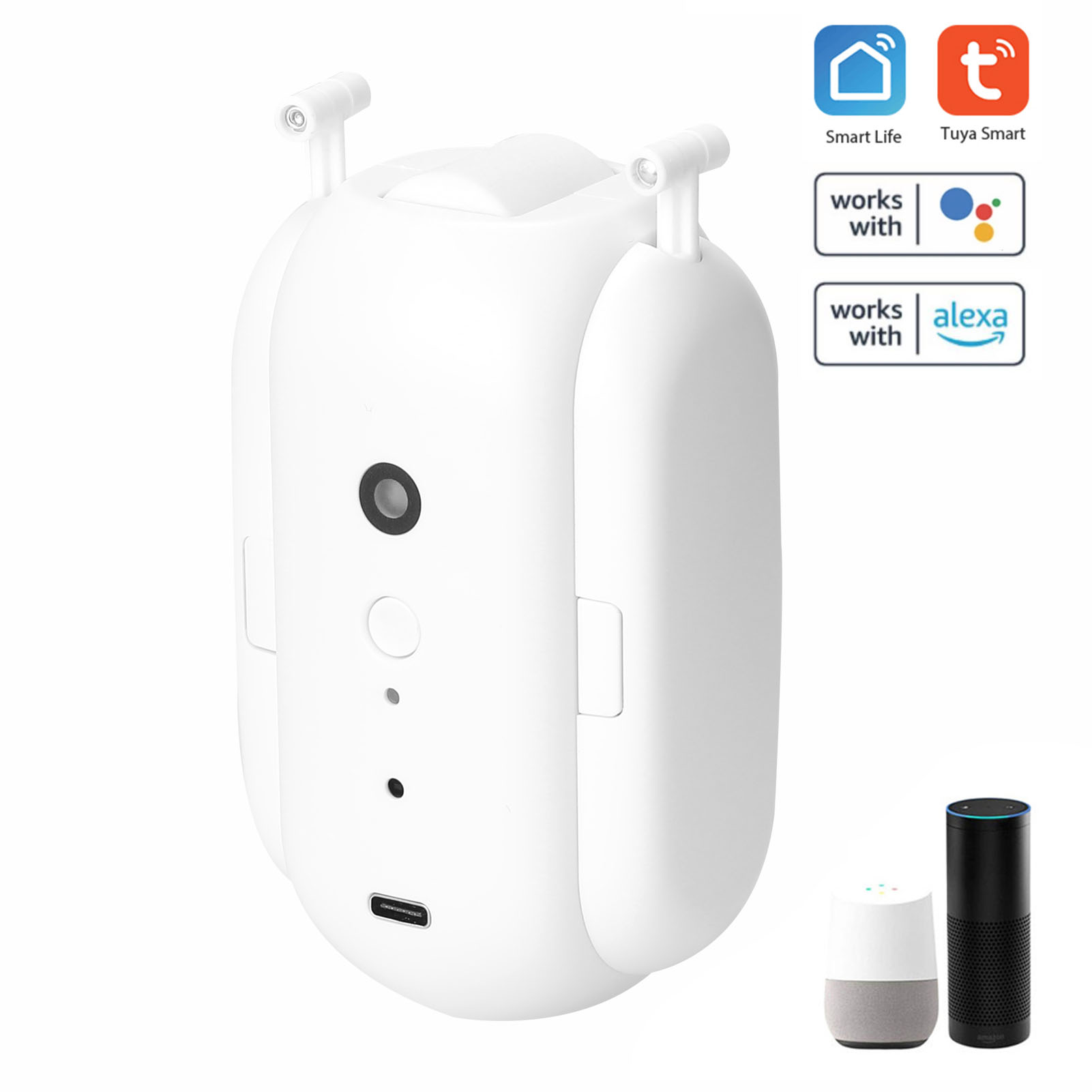 1pc Tuya Smart Curtain Motor BT Voice Control Switch Electric Curtain Robot APP Control Timer Setup Compatible with Alexa Google Home for T-Rail/U-Rail