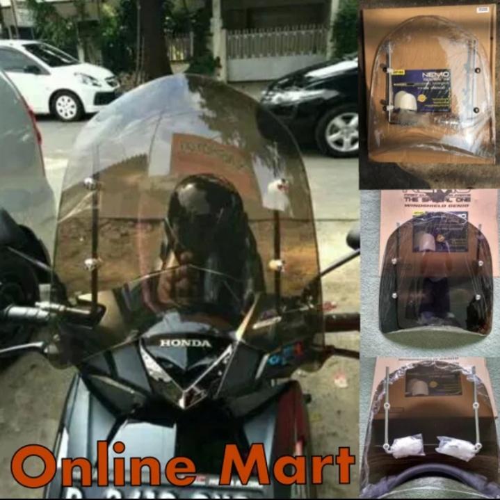 Visor windahield genio kaca rayben/hitam tameng depan winsil universal vario beat supra sccopy fino