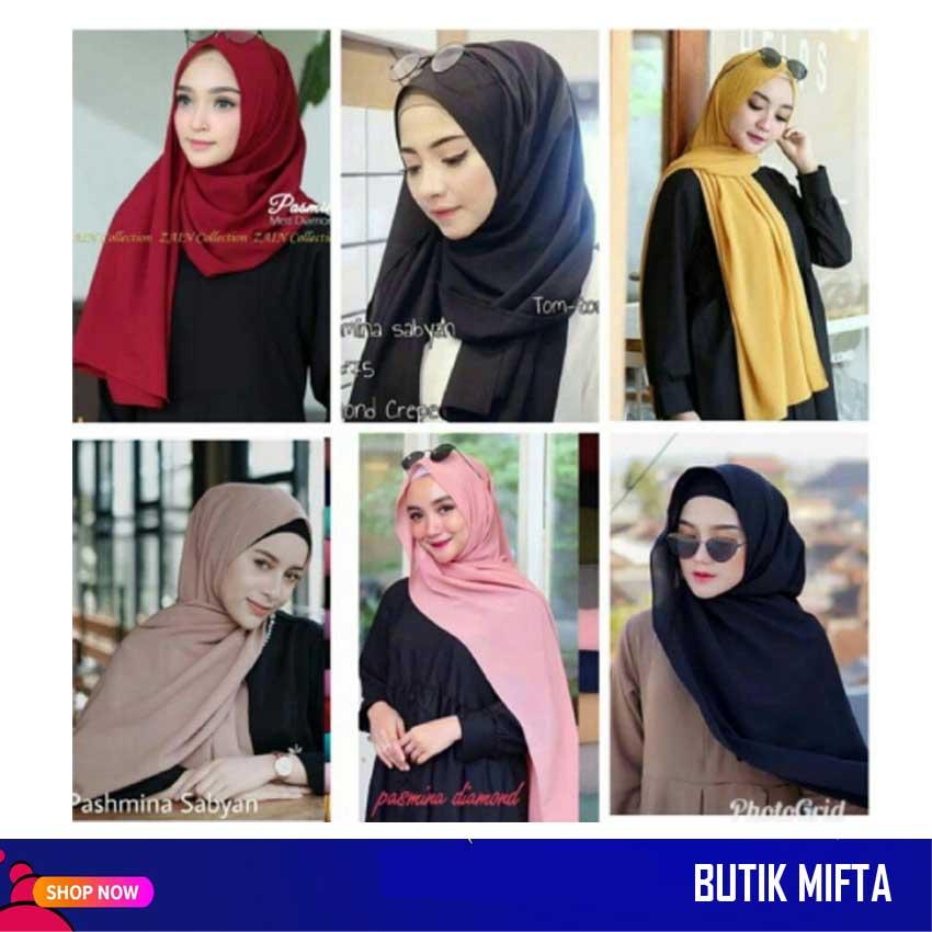 SABYAN PASHMINA DIAMOND ITALIANO HIJAB JILBAB KHIMAR INSTANT BERGO KERUDUNG SEGIEMPAT - SBYN01