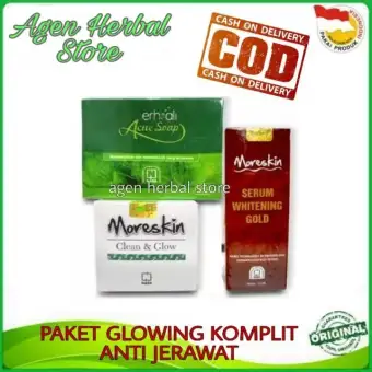 Cod Paket Glowing Bebas Jerawat Nasa Moreskin Clean And Glow Serum Whitening Gold Erhsali Acne Soap Agen Herbal Store Herbal Alami 1000 Tanpa Efek Smping Lazada Indonesia