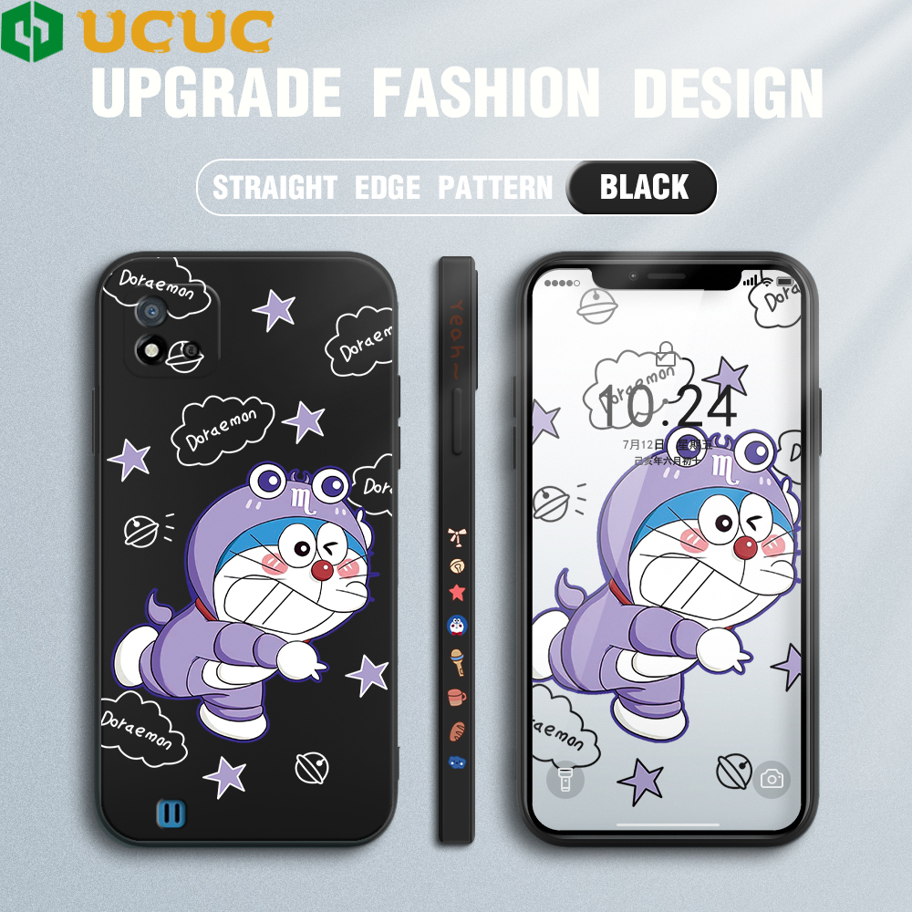 UCUC Casing Case For Realme C11 2021/Realme C20A/Realme C20 Case For Girls Cartoon Doraemon Anime Side Design Square Edge Pattern Liquid Silicone Full Cover Camera Shockproof Protection Case