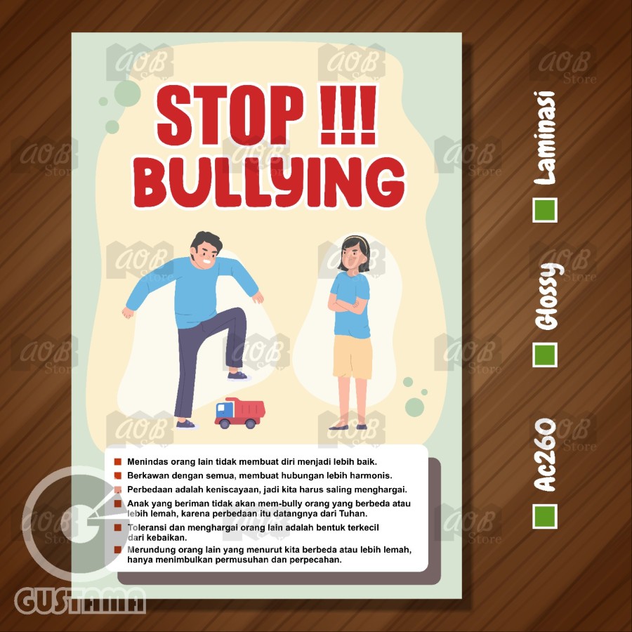 Poster Stop Bullying Stop Perundungan Set 2, Poster Edukasi Laminasi A3 ...