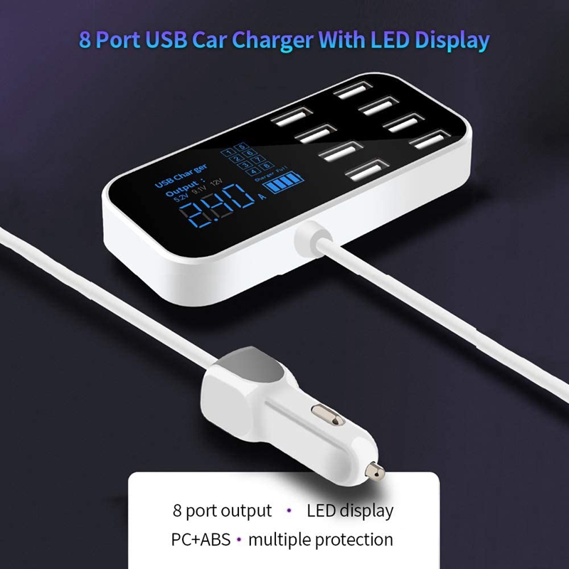 8 Ports USB Output Car Charger MultiPort USB Charger for Car 8Port