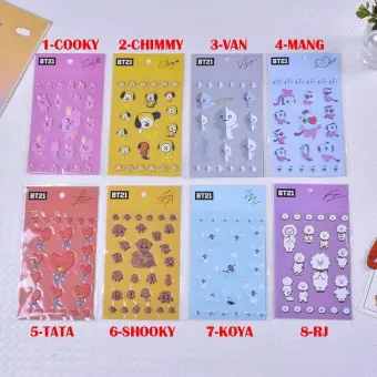 Cod Bf C2 Stiker Bubble Kartun 3d Bts Bt21 Untuk Handphone Laptop Dekorasi