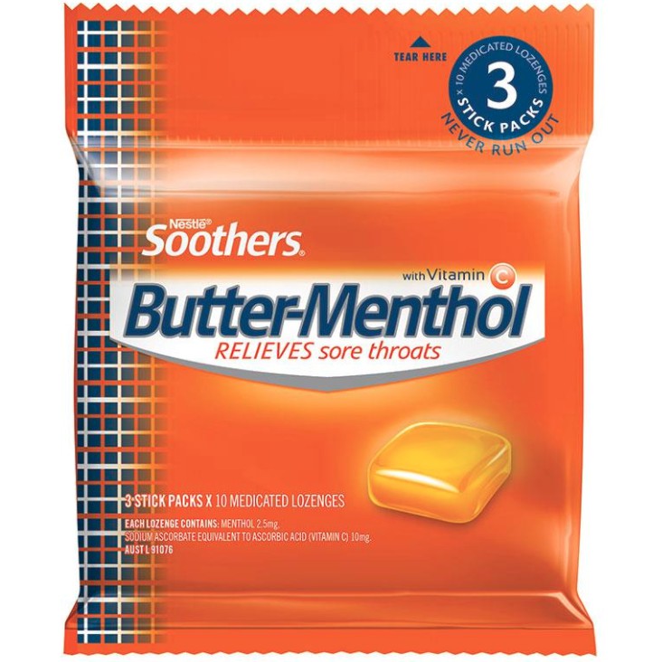 (ORIGINAL) Nestle Anticol Soothers Butter menthol 30 Lozenge Multipack