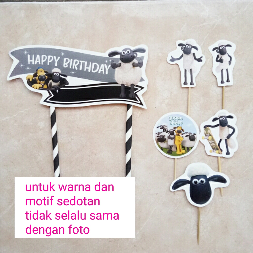 hiasan kue topper toper cake ulang tahun karakter shaun the sheep SHAUN