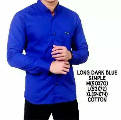 Kemeja Polos Biru / Blue Formal Casual Kemeja Lengan Panjang Polos Distro High Quality Bisa COD