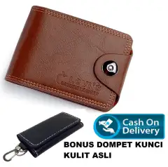 PROMO Dompet Pria Elegant model Kancing Dompet Casual Branded 3/4 (BONUS DOMPET KUNCI KULIT ASLI)_ACC Laris