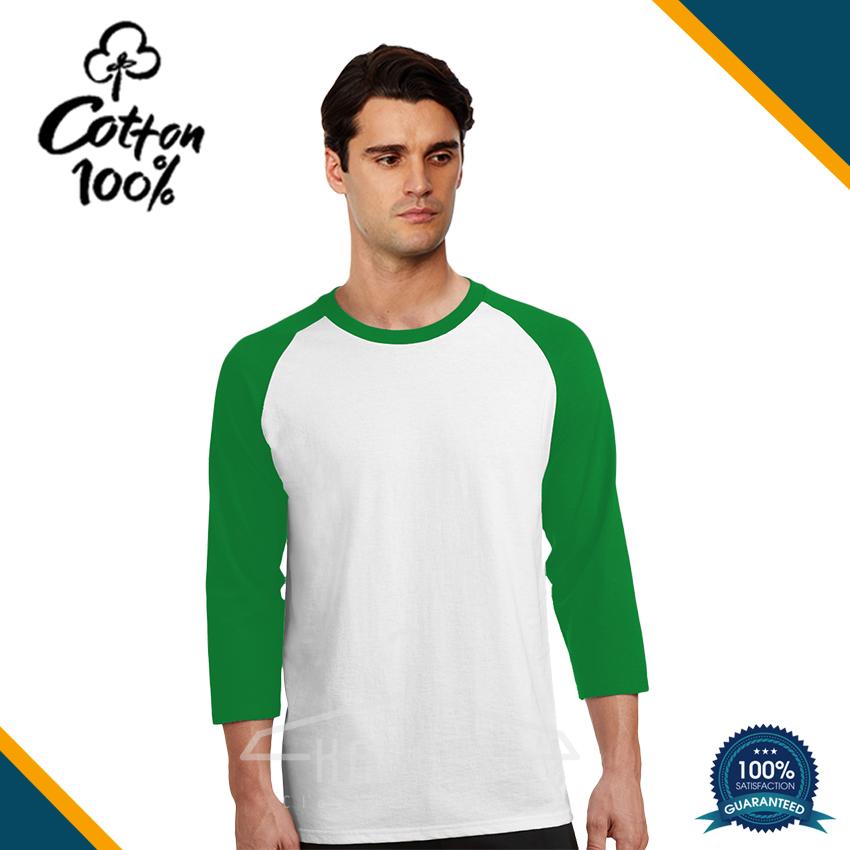 KAPPEE Kaos Raglan Polos Pria Premium Lengan 3/4 Pendek O-Neck Cotton combed 30s / Kaos Polos Raglan Pria Lengan 3/4 Putih - Kombinasi Warna / Kaos Polos Murah / Kaos Termurah / Baju Kaos Distro / Kaos T Shirt Pria/ Kaos Keren Terbaru / Kaos Atasan Ragla