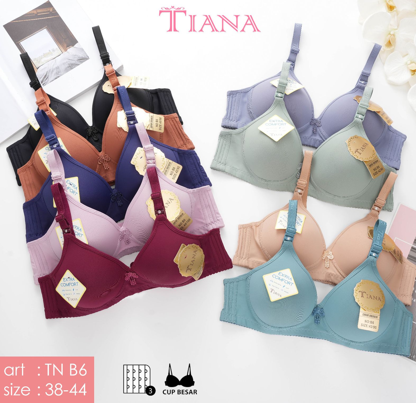 BH TIANA BRA UKURAN 38/40.42 CUP B BAHAN PASTI LEMBUT ADEM /COD ...