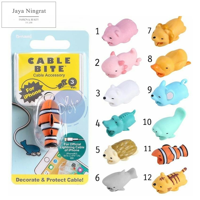 Jaya Ningrat - Cable Bite Protector Penggigit Kabel for Iphone Android / Pelindung Kabel Bite Charger Karakter Lucu Kekinian - Warna Random