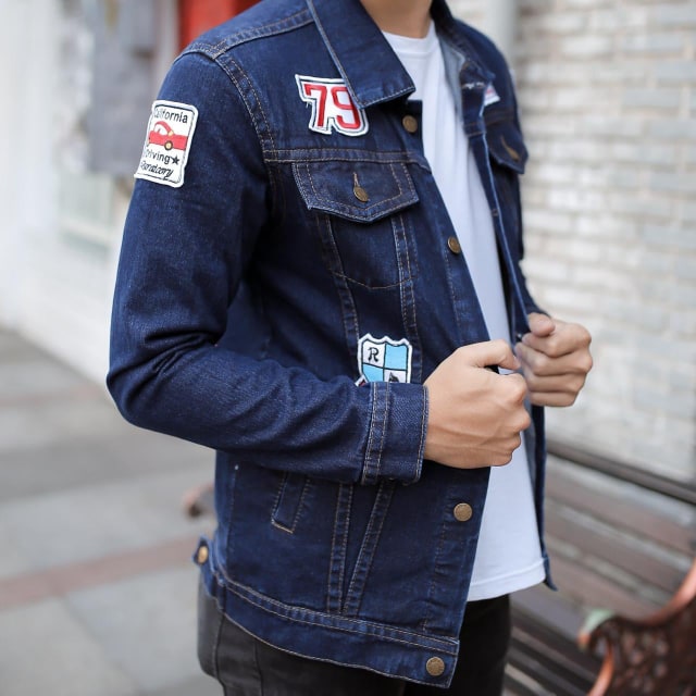FASHION JAYA Jaket Jeans Pria Casual 