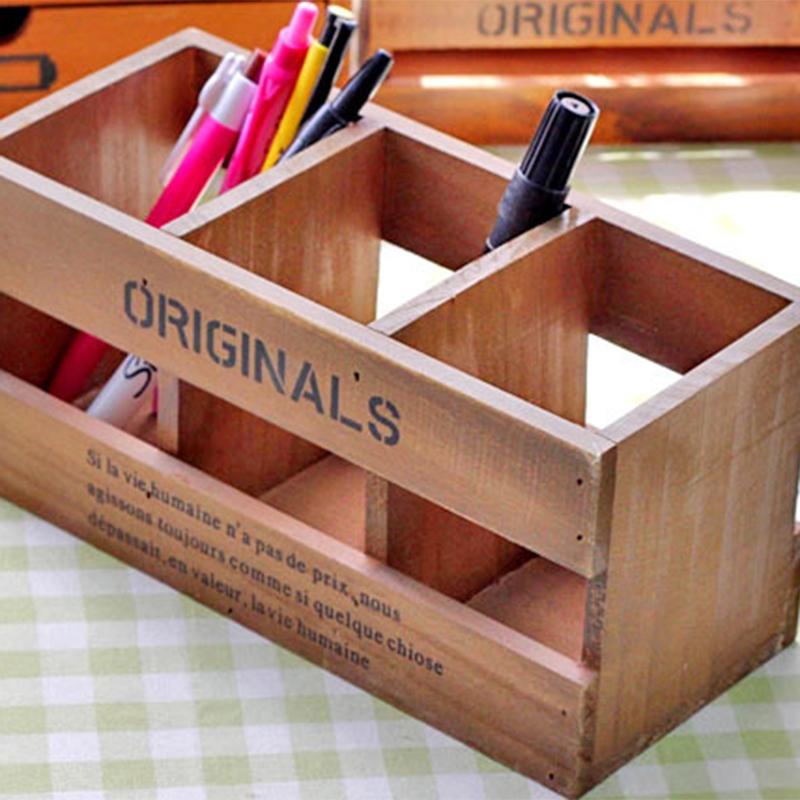 Creative Home Solid Wood Box Remote Controller Box/Pen Holders Holder 3 Layer Pen Container Gift