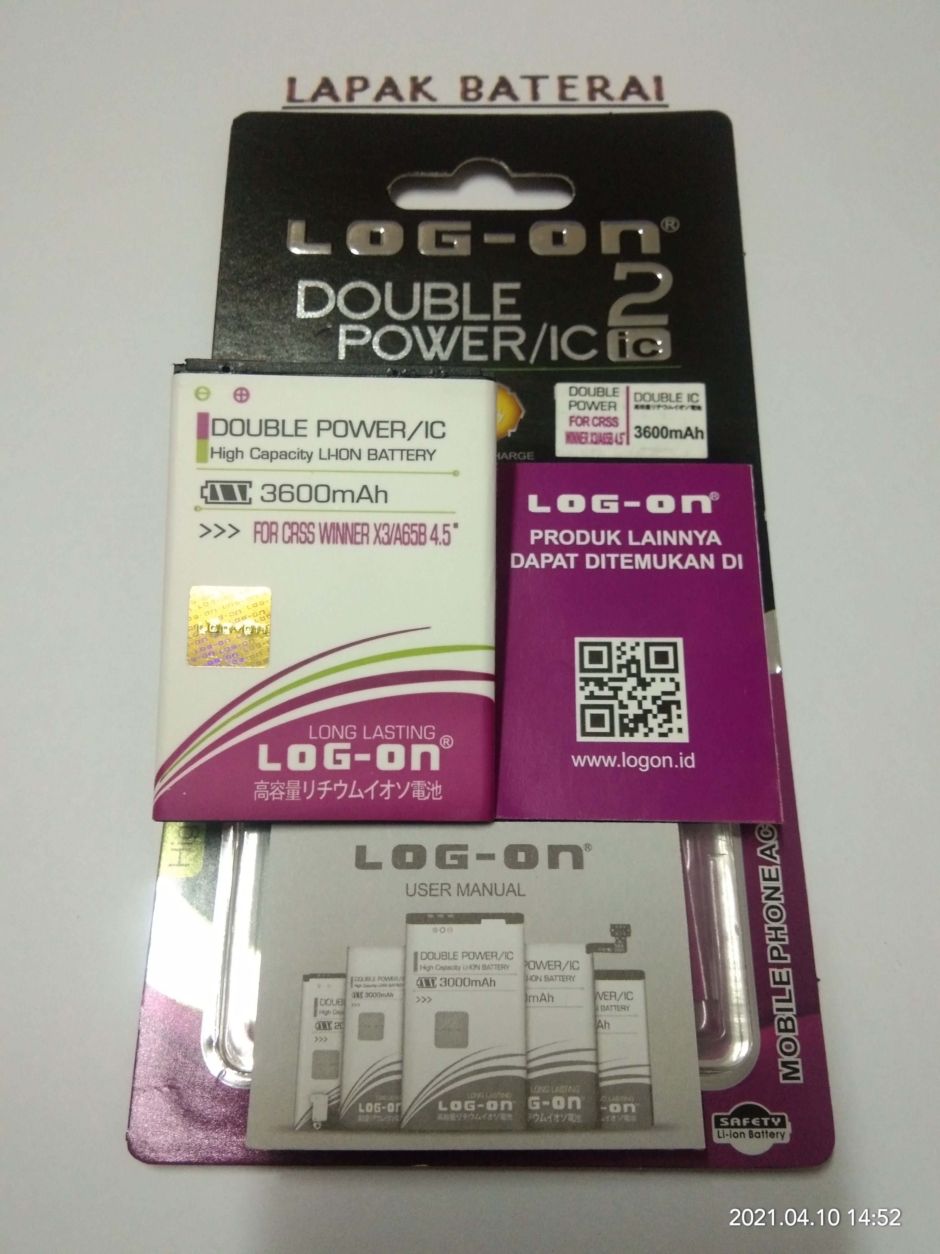 Baterai Evercoss A65b Winner X3 Log On Double Power Battery Batre Lazada Indonesia