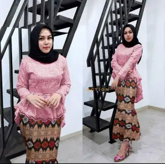 Baju Setelan Kebaya Modern Salsa Batik Brokat Model Baru Model Cantik Elegant Setelan Kebaya Batik Baju Wisuda Baju Pesta Kebaya Baju Kondangan
