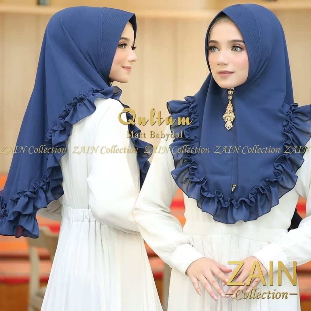 Qultum Khimar Pet Navy Simple Pet / Hijab Instan / Khimar Oneto / Jilbab Muslim